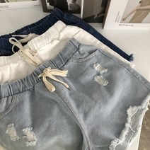 데일리 구제 무지 3부 밴딩 스트링 데님 청 반바지 휴가팬츠 여름반바지 비치 바캉스룩