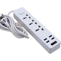 고전력 산업용 기관용스위치가있는 범용 전원 스트립 홈 전기 소켓 확장 3 콘센트 4USB 포트 EU 미국 CN 영, 03 EU, 02 black