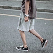 여름 프린트 레터링 트레이닝 반바지 남자 캐주얼 팬츠 후드 와이드 5부 팬츠