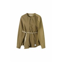 [RE;CODE 여성] Unbalanced Raw Cutting Patched Shirt_RQSAS23541KHX