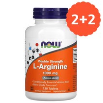 2+2 나우 푸드 엘 아르기닌 L Arginine 1000 mg 120 정 NOW Foods Double Strength 아미노산 스테아르산
