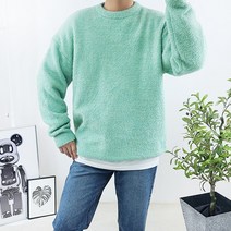 남자 컬러풀 모헤어 오버핏 루즈 뽀글이 알파카 부클 니트 스웨터 티셔츠 6컬러