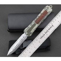 호신용 칼 마이크로 OTF 테크 나이프 컴뱃 트로 시리즈 440 스틸 블레이드 57HRC 경도 아연 알루미늄 합금 핸들 자기 방어 포켓, 1.Black