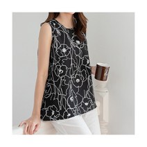 [바바라] [옷장][L-2XL] 인견_민소매 패턴 블라우스-컬러추가/빅사이즈/루즈핏/임부복