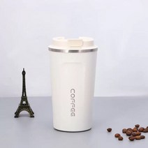 차량용커피포트 카포트 캠핑스테인레스 스틸 커피 머그잔 물병 자동차 휴대용 플립 진공 야외 여행 냄비 텀, 03 WHITE 380ML