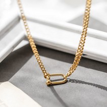 말굽목걸이 yun ruo not fade 18k gold plated horseshoe pendant double later 패션 쥬얼리 패션 티타늄 스틸 액세서리