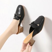 kirahosi 플랫슈즈 봄 여름 여성 로퍼 단화 블로퍼 힐 스트랩샌들 데일리 정장 구두 3m2-170 +덧신 증정 BV2dleh4