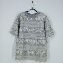 빈티지다온 이엔씨 여성 에스닉 도톰 뜨개 반팔니트탑 그레이 55