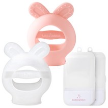 아띠래빗 토끼 치발기 글러브형 + 전용 케이스, 2개, 아띠핑크+투명, 손목치발기+케이스