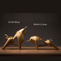 ts 조각상 조형물 장식품 인테리어 오브제 석고 도자기인형 황금소 조각상 오브제 재물 사업번창 소품 골드 2번