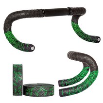 이너바엔드 도로 자전거 핸들 바 테이프 2 색 롤 PU 가죽 표면 EVA 폼 사이클링 랩 엔드 플러그 포함, Cblack green