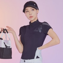 [레노마골프]여성 매쉬 로고 포인트 하이넥 반팔 티셔츠 RWTHK6104-199