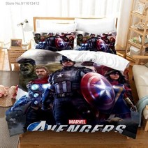 디즈니 어벤져스 캡틴아메리카 슈퍼 영웅 침구 세트 3D 인쇄 200x200cm 이불 커버 필로우 케이스 홈 섬유, AU-Single(140x210cm), HJM-15
