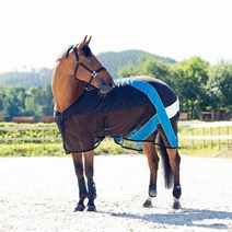 HORZE Alina 타월 담요 쿨러 러그 블랙 블루 & 화이트 (75)