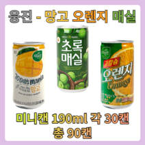 웅진 망고&사과&매실 180ml X 각30개(총90개) 과채 과즙 음료 업소용 소캔 미니캔 음료도매 망고주스, 망고 오렌지 매실 각30캔 총90캔
