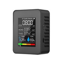 가정용 미세먼지 공기질 휴대용 측정기 ndirsemiconductor co2 sensor air quality monitor co2 detector 포름알데히드 hcho lcd, 흑인이다