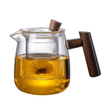 티포트 약탕기 550ml 오븐 차 주전자 유리 전기 도자기 스토브 특수 밥솥 나무 손잡이 사이드 핸들 냄비, 02 transparent teapot