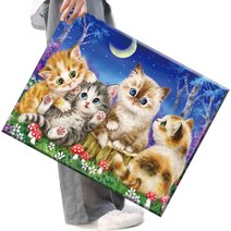 FASEN DIY 보석 십자수 캔버스형 50 x 40 cm, 1세트, FSE11.네식구고양이