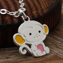 골드앤스톤 앉은 원숭이 실버 은 미아방지 목걸이