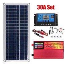 [해외]1224V 태양 광 발전 시스템 200W 태양 전지 패널 배터리 충전기 2000W 인버터 USB 키트 전체 컨트롤러 220V 홈 그리드 캠핑 태양광패널, 30A 세트