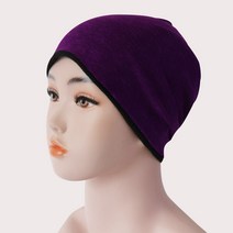 린넨혼방 남녀양면 항암모자 항암비니 항암두건_퍼플블랙 사이즈주문제작(배송메세지에사이즈기재)