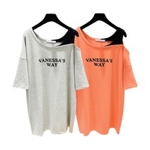 미투리아 1+1 루즈핏 오프숄더 면티 빅사이즈 여름 반팔티