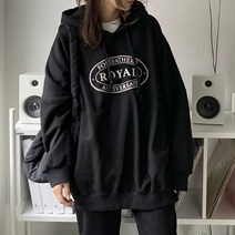 로로텐 기모 레터링 맨투맨 후드 티셔츠 옆트임 오버핏 여성 빅사이즈