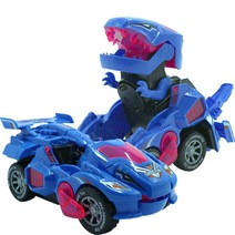 LED 소리나는 변신 공룡 자동차 신기한 변신 로봇 자동차, 블루