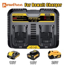 디월트충전기 호환 Powtree DCB102 리튬 이온 배터리 충전기 Dewalt 용 듀얼 포트 12V 14.4V 18V 20V DCB20, 04 AU