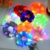 헤어핀 헤어 스 크런치 Led 플래시 헤어 로프 라이트 모드 스 크런치 새틴 탄성 밴드 타이 로프 여성 소녀 글로우 인 더 다크 파티