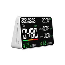 미세먼지측정기 대기 질 모니터 가정용 디지털 디스플레이 CO CO2 HCHO TVOC 가스 검출기 이산화탄소 측정기 온도 습도 센서, 호주, WHITE