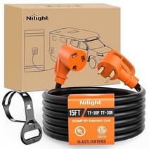 Nilight 30 Amp 4 6m(15피트) RV 연장 코드 125V 튼튼한 10게이지 순수 구리 STW 와이어 UL ETL 등록 3 프롱 TT-30P TT-30R 30F/30M, 15FT_30F/30M