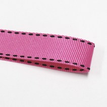 선물포장리본 꽃포장리본 골지 스티치 리본 (폭 5mm 길이90m)(폭 10mm/15mm 길이 45m), 22(핫핑크+블랙스티치)
