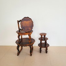 빈티지 호족반 꽃모양 개다리소반 미니 전통 원목 찻상 과일 상 소반 다과상 사이즈별 모음, 3호(30cm)