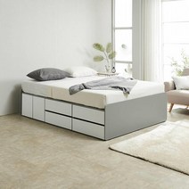 딸방 침대프레임 무헤드 서랍 침대퀸사이즈 손님방 Q, 본상품선택, 그레이화이트