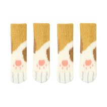 미다스리빙 층간 소음 방지 의자 양말 의자발커버 테이블커버 종합 모음 4개 1세트, 04 고양이풋 발커버_머스타드 얼룩