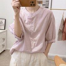 쿠잉 가오리핏 포인트뒷단추 여성셔츠/블라우스 3컬러