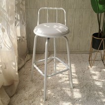 접이식 바 의자 높은 등받이 스툴 편안한 간이 체어, 좌고 75 회전형 화이트