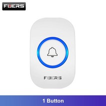 fuers m557 초인종 방수 무선 차임 홈 초인종 스마트 스마트 도어벨 초인종 알람 배터리 포함, 흰색1 버튼, 오 플러그