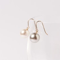 주얼리공장 14k GF 후크 드롭 왕진주귀걸이 화이트 핑크 그레이 블랙 12mm