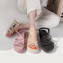 [슈슐랭] 4cm 키높이 말랑 스트랩 샌들