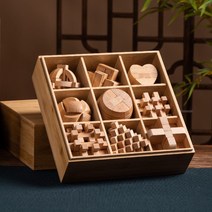 Luban 잠금 Kongming 퍼즐 풀 세트 어린이 교육 장난감 초등학생 10 세 이상 성인 어려운 12세 집짓기 블록, 사양, 11.[고품격선물]성인4인우든박스패키지만18세