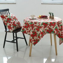 디케이홈 데코 플라워 패턴 테이블보, 원탁테이블(120x120cm), 내츄럴 플라워