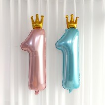 은박 왕관숫자1 블루 핑크 돌상 돌잔치용품 풍선