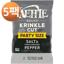 케틀 브랜드 포테이토 칩스 크링컬 컷 솔트 앤드 그라운드 페퍼 케틀 칩스 파티 사이즈 13oz, 5팩