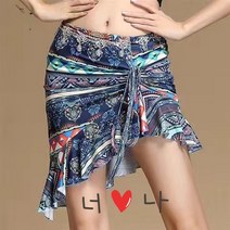 스커트 새로운 여성 Bellydance 연습 옷 Fishtail 전문 래핑 된 스판덱스 부족 밸리 댄스 의상 인쇄 짧은