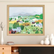 나봄갤러리 그랜마 모지스 산 풍경화 일러스트 명화, 3.내츄럴 액자
