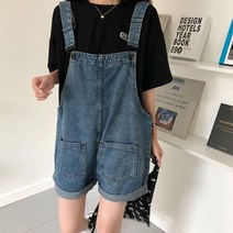 큰언니작은언니샵 중청 멜빵청바지 여성반바지 코디 청 멜빵반바지 데님 와이드핏 귀염 9WA0B02B
