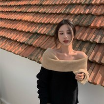 드레보루조 / 오버핏 오프숄더 절개 니트 원피스