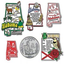 Alabama Six-Piece State Magnet Set by Classic Magnets Includes 6 Unique Designs Collectible Souven, 1